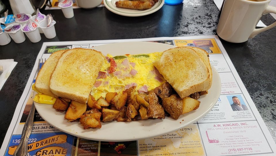 Comfort food served in a cozy dining room.