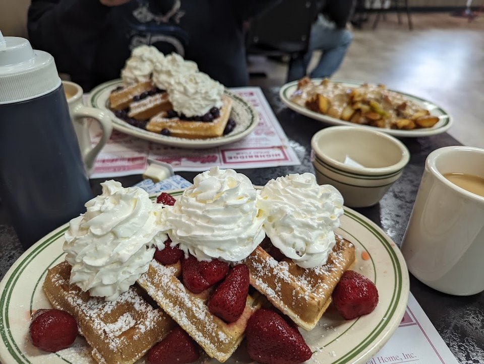 Belgian Waffles with Strawberries & Cream